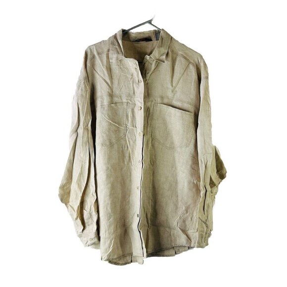 Eddie Bauer Other - Eddie Bauer Linen Double Pocket Long Sleeve Button Shirt Beige